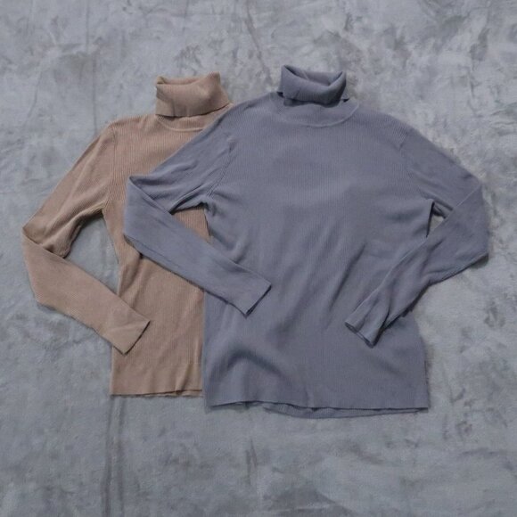 H&M Sweaters - H&M Sweater Women XL Gray Knit Turtleneck Pullover Stretch Minimalist Classy Lot